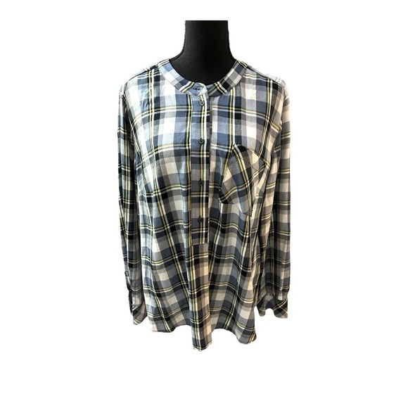 Lane Bryant Plaid Popover Shirt Hidden Button 16 - Picture 1 of 8